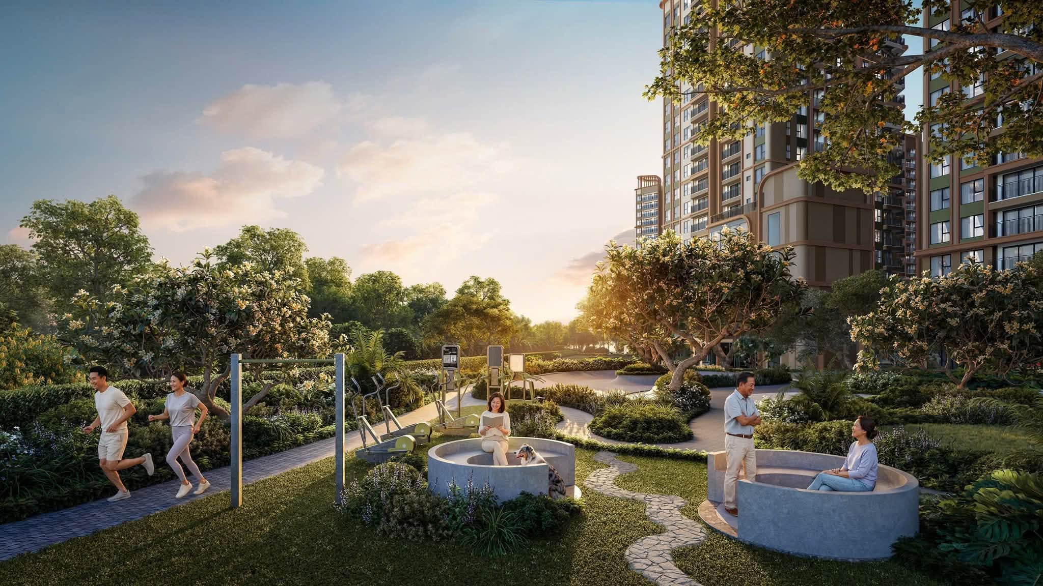Khu thể thao ngoài trời và đường chạy bộ trong công viên Norton Park