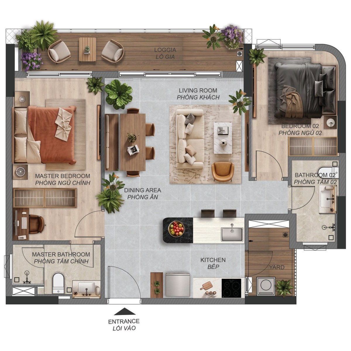 Mặt bằng căn hộ 2 phòng ngủ+ B2.2a Norton Park, diện tích sàn 87,20 m²