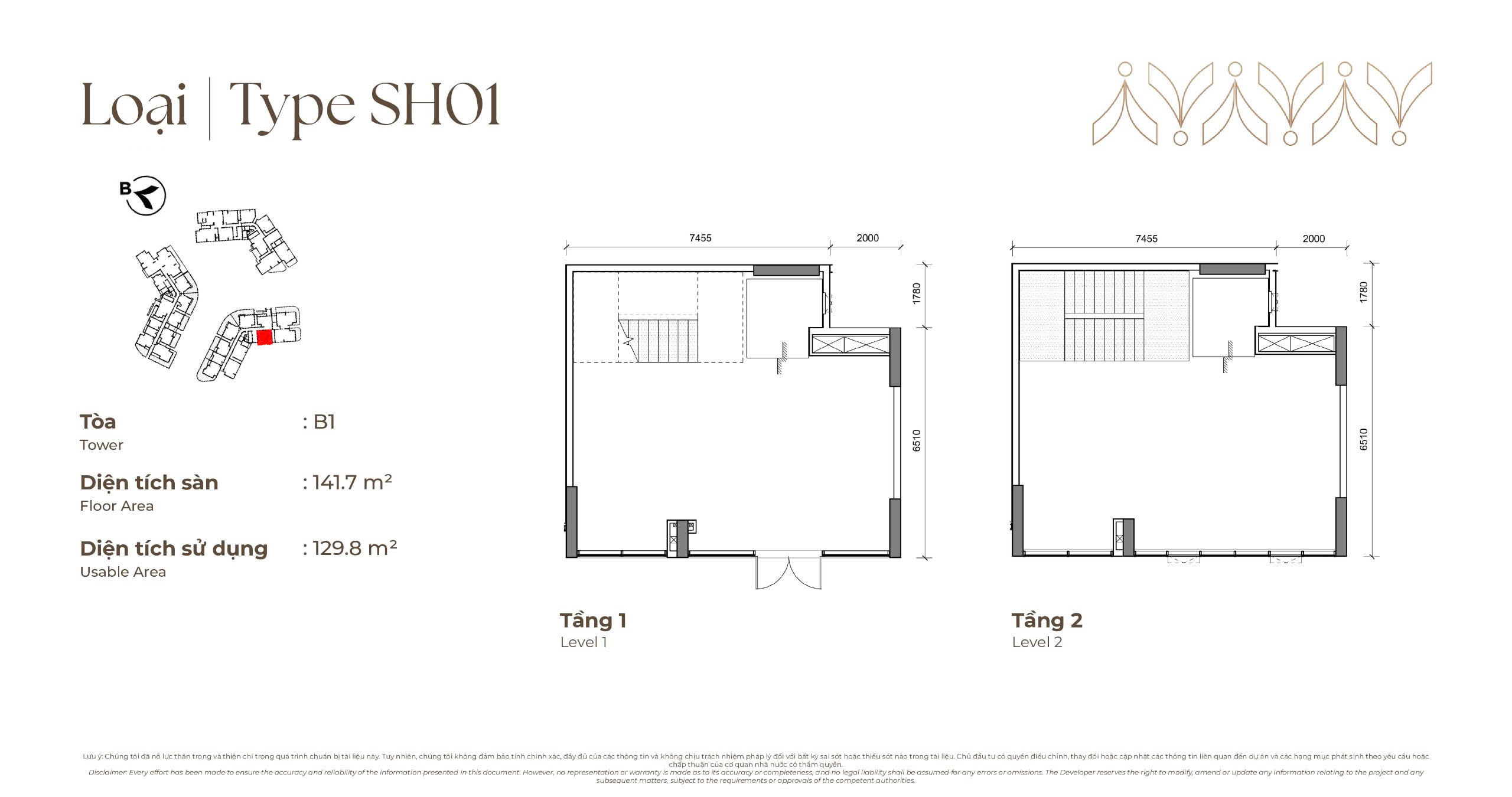 Mặt bằng Podium Shop SH01 tòa B1 Norton Park, diện tích sàn 141,70 m², diện tích sử dụng 129,80 m²